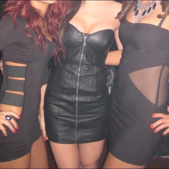 H&M - faux leather strapless dress - Picture 8 of 9